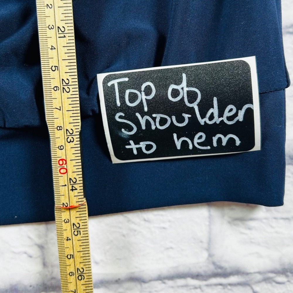 White House Black Market Navy Blue Halter Tank Top Metal Ring Detail Small - Picture 6 of 7